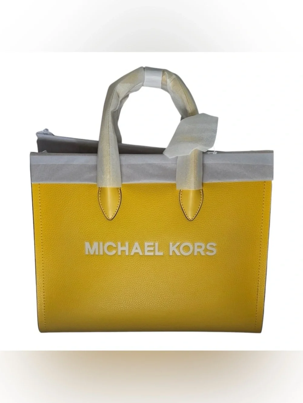 Michael Kors Yellow Leather Tote with Logo Strap and Charm - Picture 3 of 10